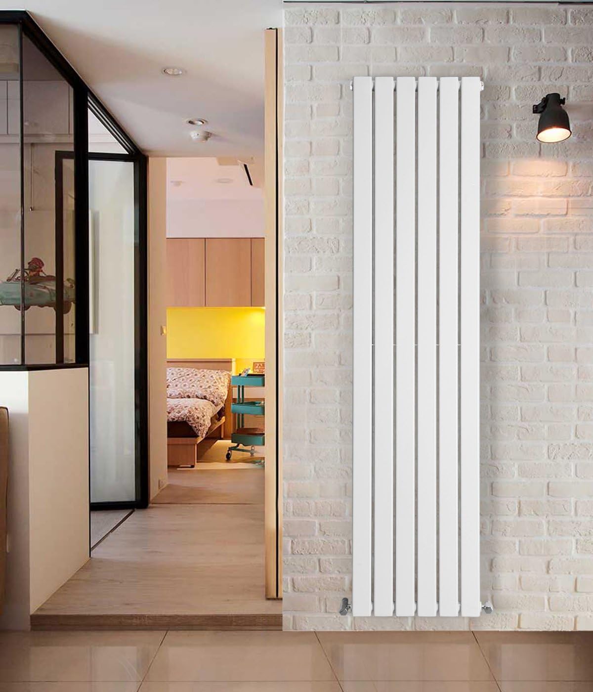 NRG 1600x408mm Designer Vertical Flat Column Double Panel Radiator