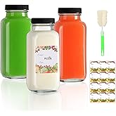 AuroTrends 8 oz Glass Bottles with Lids 3Pack, 250ml Glass Juice Bottles with Lids 8 oz for Water, Kombucha, Coffee - (8fl.oz, Set of 3)