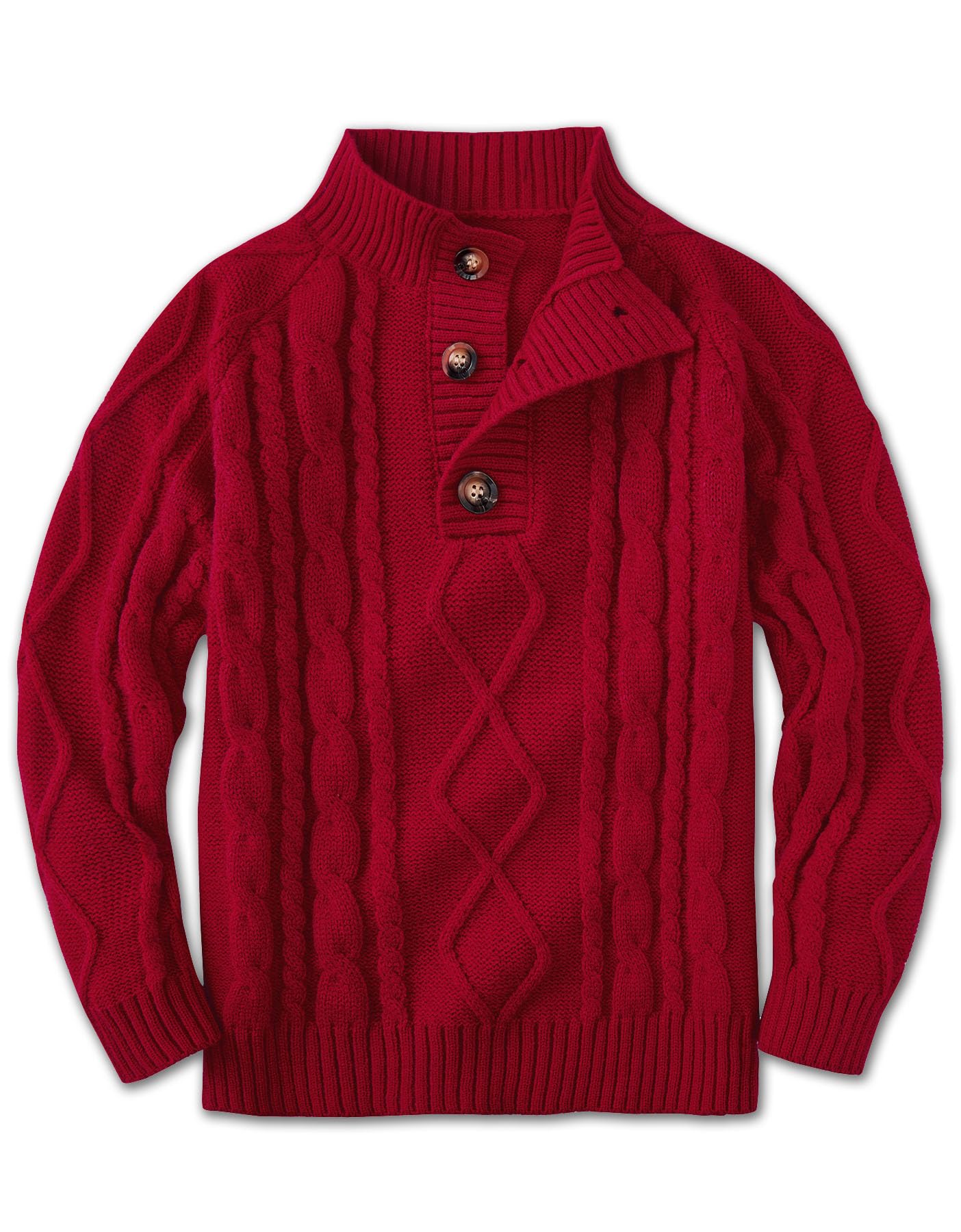 Boys Mustard Sweater Kid Boys Winter Mock Neck Cable Knitted