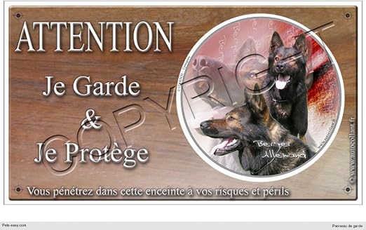 Panneau Chien Ou Plaque Berger Allemand Travail 30 Cm