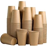 Lamosi 210 Pack 12 OZ Paper Coffee Cups, Disposable Kraft Paper Cups, Unbleached Brown Cups for Hot/Cold Beverage Party Home Office