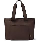 July Everyday Large Tote Bag for Women with Laptop Sleeve, Pass-Through Band, Luggage Sleeve, Drink Bottle Holder, Simple Modern Tote Bag for Travel, Work, Commute & Daily Use - 22L - Dark Brown