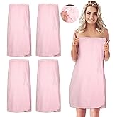 Tigeen 4 Pcs Spa Wrap Towel Wrap for Women Spa Robe with Adjustable Closure Elastic Top Lightweight Wraps for Bath Shower(M,Pink)