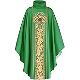 Catholic Priest Chasuble Vestments, Traditional Mass Robe with High Neck for Pastor Celebrant Church Father