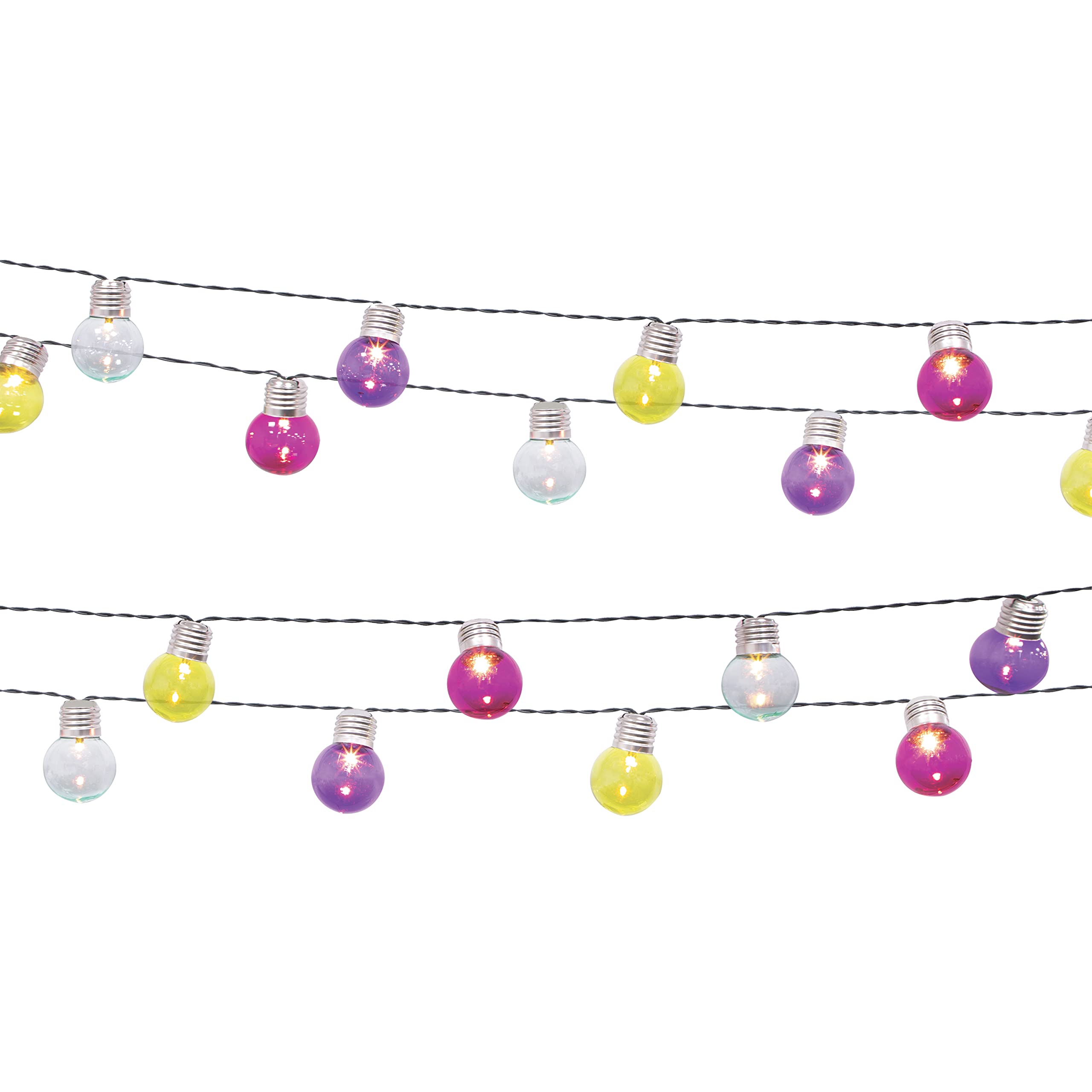 GardenKraft 50 LED Festoon String Lights Outdoor/Mains Powered LEDs/Gardens, Patios, Gazebos, Pubs, Restaurants & Parties / 12.3m Cord Length with 5m Lead Wire/Multi-Coloured Lights/ 75100
