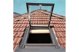 LVLDAWA Sun Room Skylight Roof Window, Aluminium Large Cellar Emergency Exit Roof Lid, Commercial 80° Opening Roof Accesses H