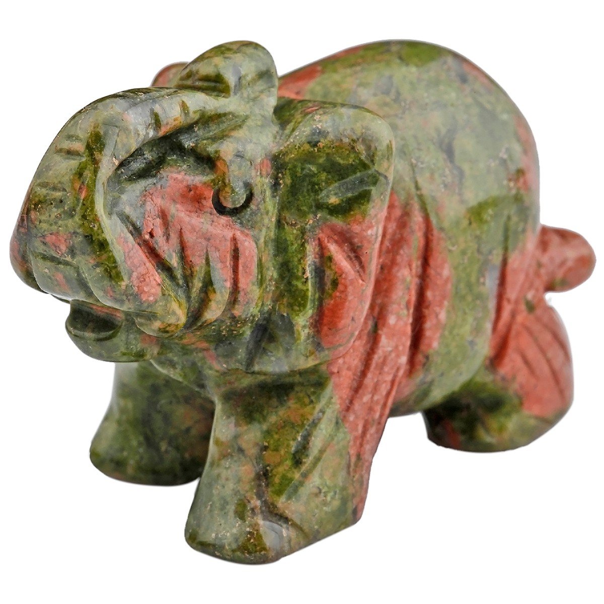 mookaitedecor Unakite Crystal Elephant Sculpture Statue Crafts Healing Reiki Pocket Gemstone Figurines 1.5 Inch — image 1