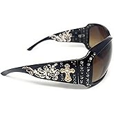 Texas West Women's Sunglasses With Bling Rhinestone UV 400 PC Lens in Multi Concho
