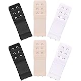 Akstore 6 Pieces Women's Soft Comfortable Elastic Bra Extenders Bra Extension Strap 2 Hook 3 Row Lady's Bra Extender Bra Band