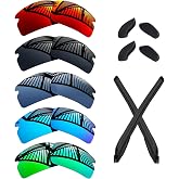 MYCOURAG 5 Pairs Replacement Lenses for Oakley Flak 2.0 OO9295 Sunglasses with Rubber Kits - Solid Black+Emerald+Ice Blue+Fire Red+Titanium