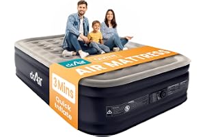 Dr. air Queen Air Mattress with Built-in Pump, Blow up Bed,18" Raised 800lb | 10-Year Support,Upgraded 3-Min AeroCoil Inflata