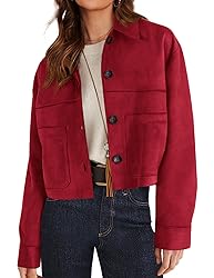 PRETTYGARDEN Women's Faux Suede Cropped Jacket