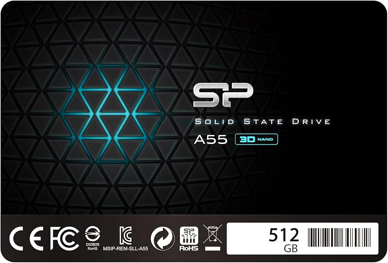 Silicon Power 512GB SSD A55 3D NAND SATA III 2.5" Internal Solid State Drive 7mm