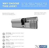 XFORT Chrome 50/50 Euro Cylinder Lock 100mm 6 Pin UPVC Door Lock Barrel view 6