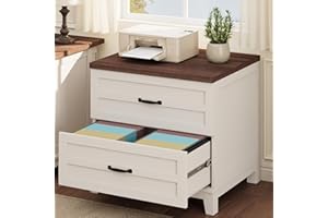 IDEALHOUSE Lateral File Cabinet for Home Office – 21.3" Deep Wood Farmhouse Filing Cabinet with Full-Extension Drawers, Holds