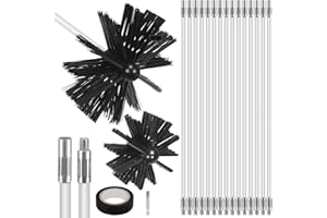 MAGICLULU 20 Feet Chimney Sweep Brush Kit - 15 Flexible Extendable Rods with Two Sizes Brush Heads for Efficient Fireplace and Stove Maintenance (3.9/5.9in)