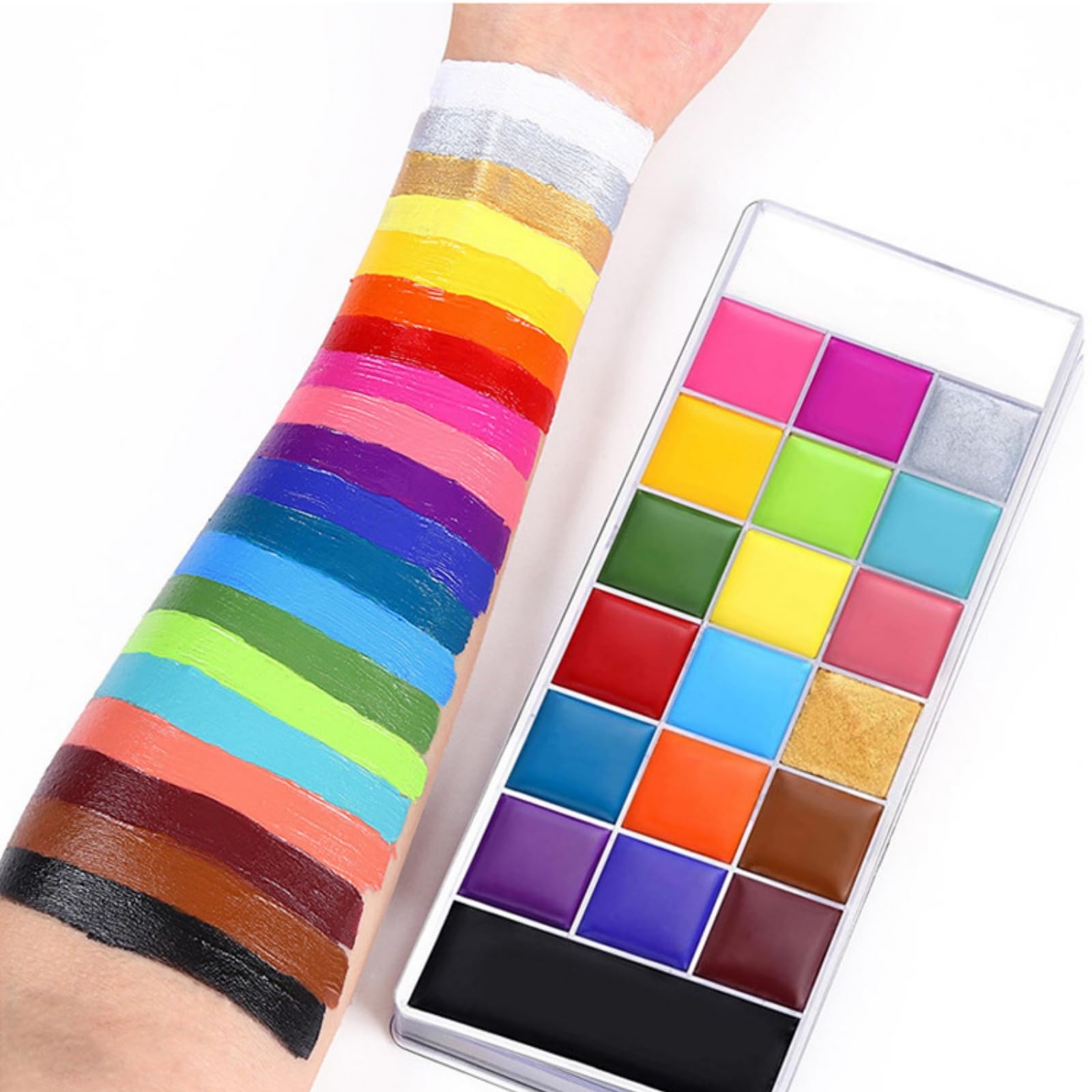 20 Colors Face Body Painting Oil, Safe for Kids/Adult Flash Tattoo Painting Art, Halloween Party Makeup Fancy Dress Professional Beauty Palette