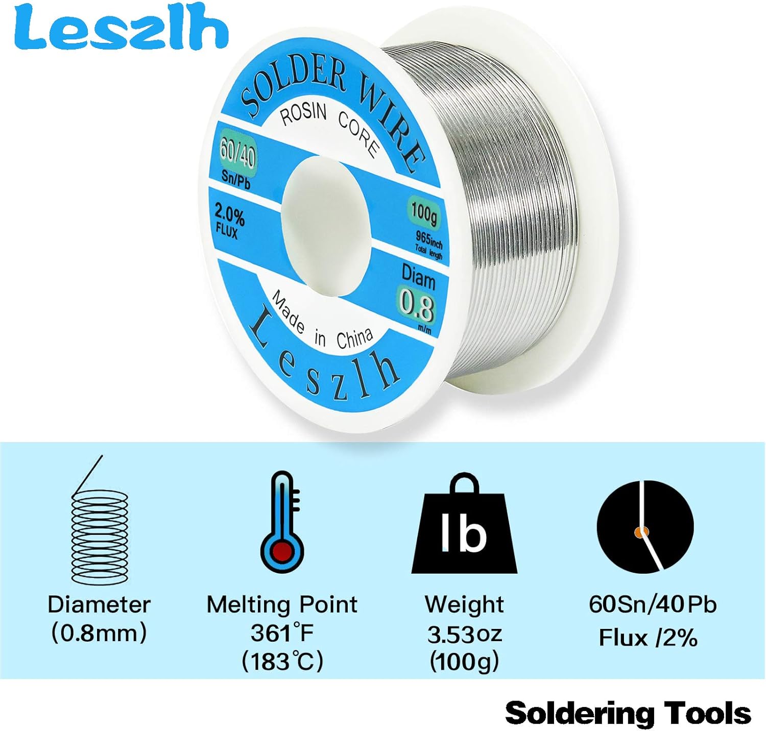 60/40 Solder Tin Lead Solder Wire with Rosin Core Solder for Electrical Soldering - 0.8mm(0.0315in) 100g (0.22lb) - - 