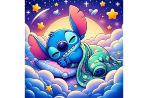 Ksxistiyt Stitch Diamond Art Painting Kits for Adults, Full Drill Diamond Dots Paintings for Beginners, Round 5D Paint with Diamonds Pictures Gem Art Painting Kits DIY Crafts Kits 14x14inch