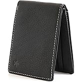 Swear Brands Full-Grain Leather Wallet | Slim RFID Blocking Bifold Design with Cash Pocket & Card Pull Strap | Holds 1-12 Cards | Stylish & Durable (Black)