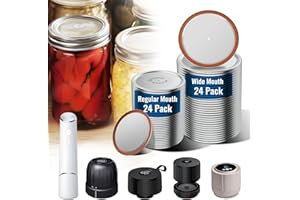 Mason Jar Lids 48 Pack: 24 Wide Mouth + 24 Regular Mouth Canning Lids, Vacuum Seal Food-Grade Canning Supplies Compatible wit