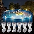 JEMULICE Solar Pool Lights for Above Ground Pools LED Energy Saving Warm White Light Waterproof for Frame Swimming Pools Night Accessories(6Pcs)