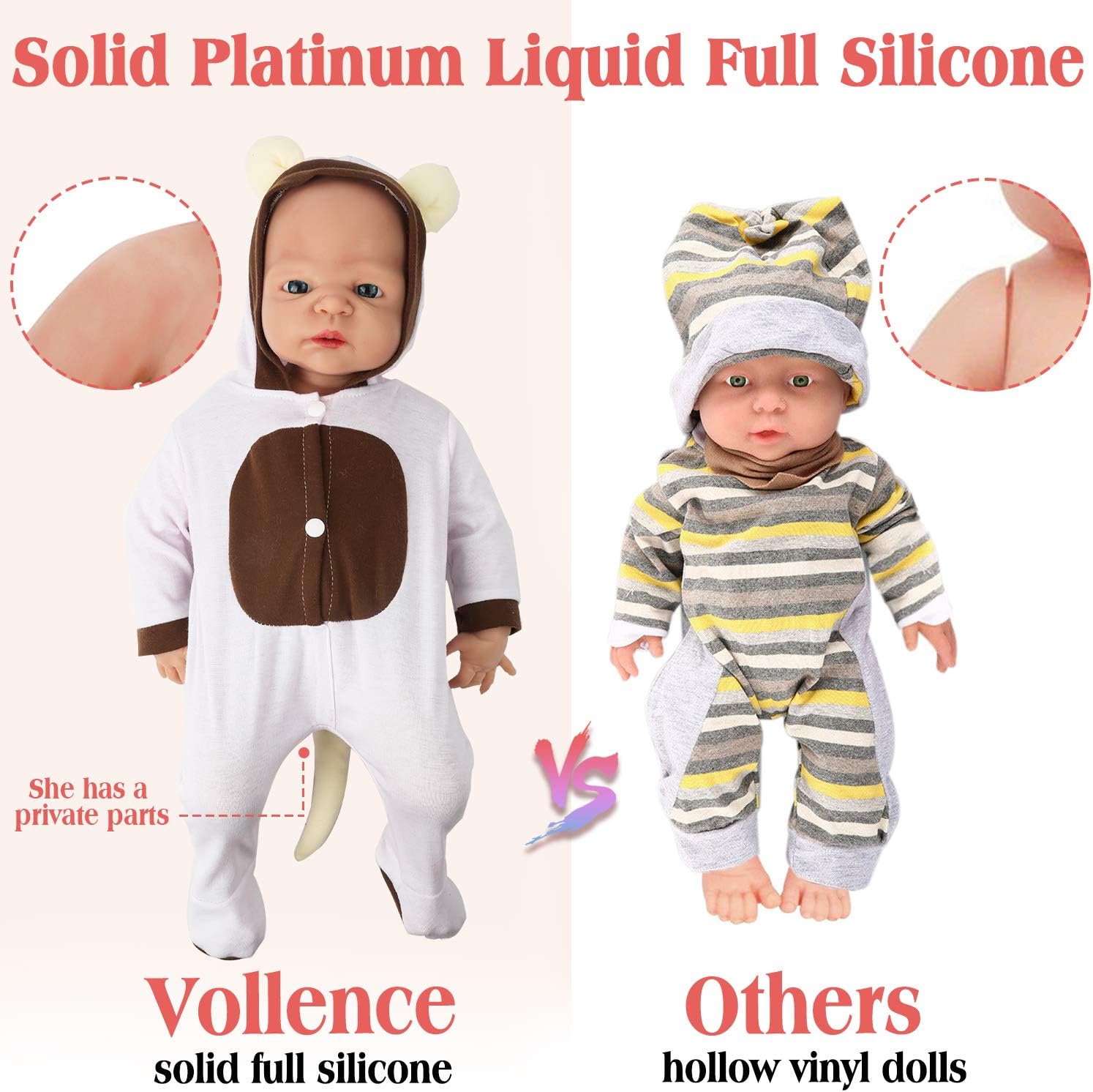 Amazon Vollence 22インチ 本物そっくりの赤ちゃん人形 ビニール素材ではない人形 本物のフルウェイトシリコンベビードール 新生児ベビードール 手作り 収集価値のあるリアルなベビードール 女の子 おもちゃ おもちゃ
