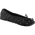 Isotoner Women's Ballerina Slippers with Terry Lined and Rose Quilt Ballet Flat