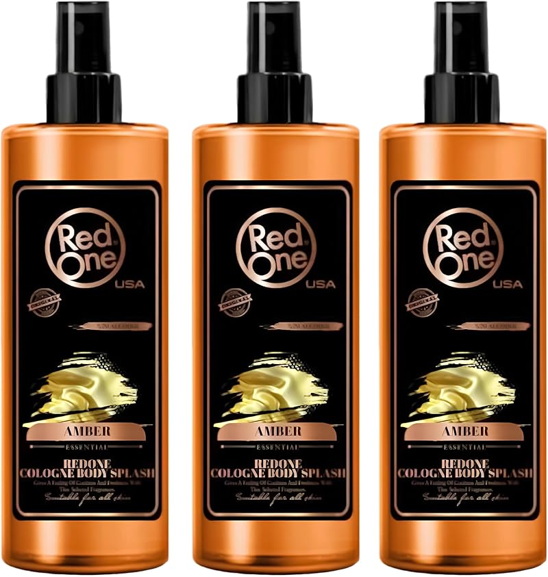 Redone Amber Aftershave Cologne Spray 3x 400ml Natural Barber Long-lasting