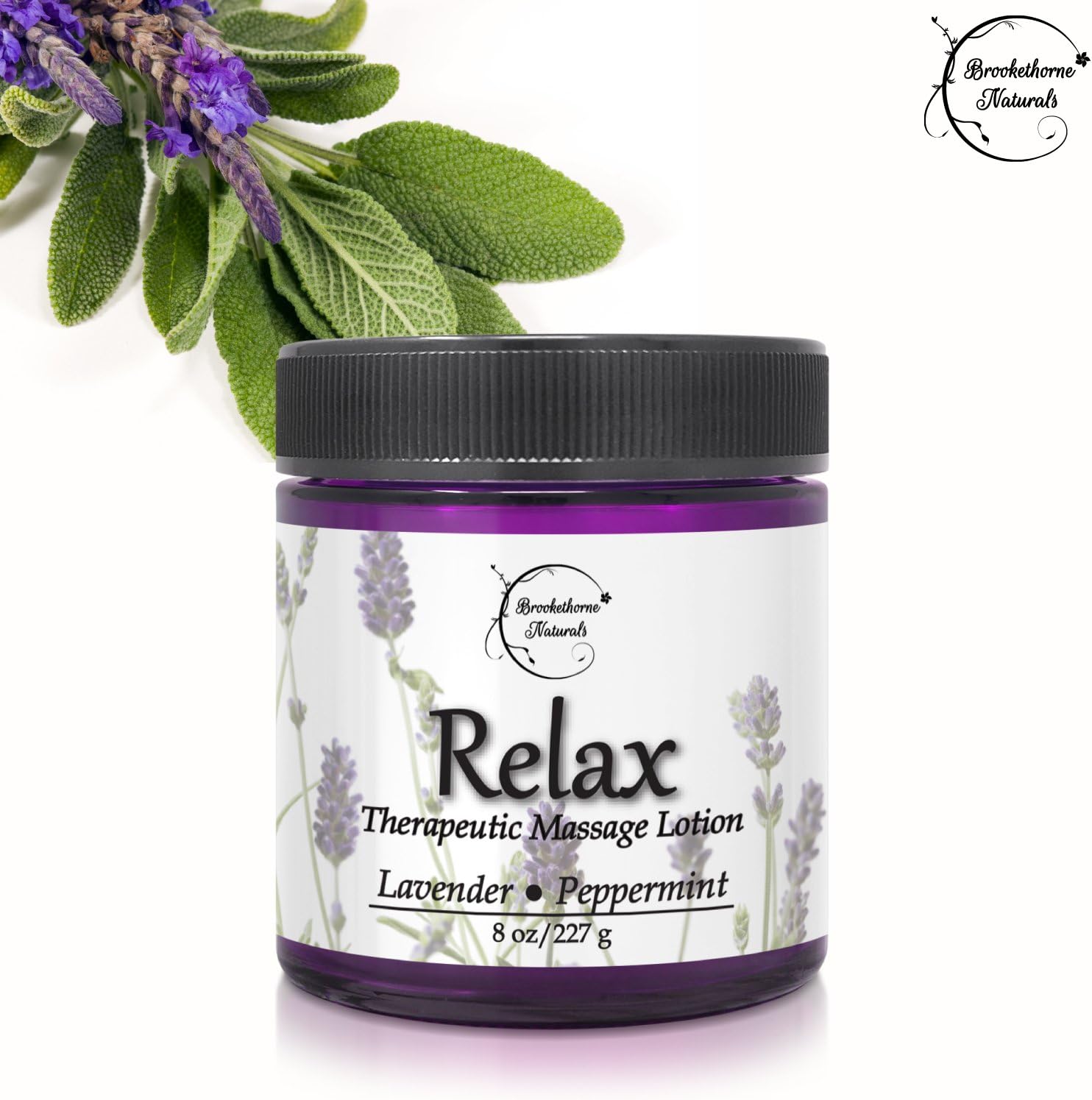 Relax Therapeutic Massage Lotion – All Natural Enriched with Lavender & Peppermint Essential Oils Perfect for Massage Therapy - Massage Cream for Full Body Massage - Brookethorne Naturals 8.5oz: Health & Personal Care