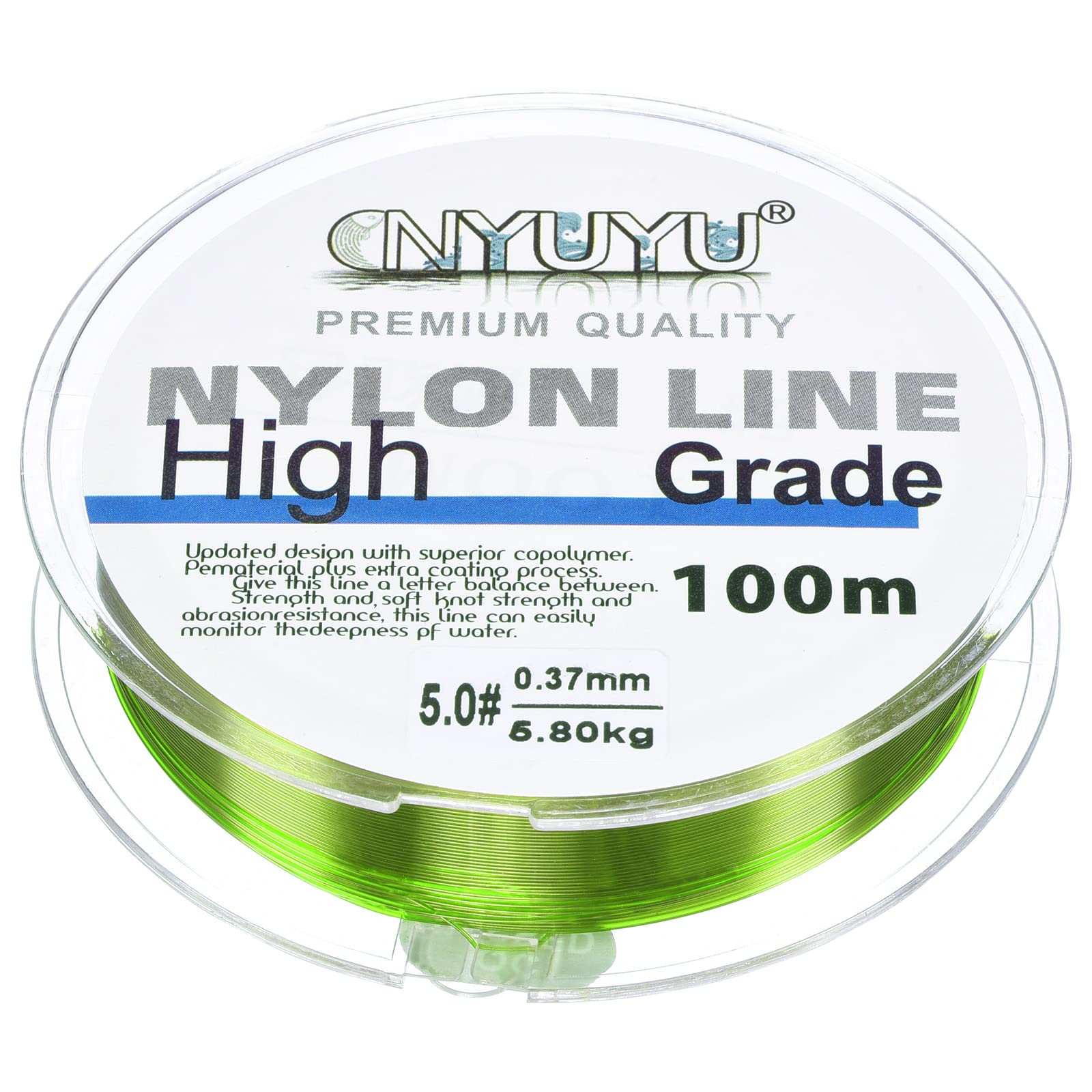 PATIKIL 109Yard/328FT Nylon Fishing Line, 13Lb Monofilament String Wire Fluorocarbon Coated for DIY Craft Hanging Decoration, Light Green