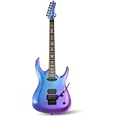 Leo Jaymz Tsunami Electric Guitar Mahogany Body &amp; Roasted Maple Neck, HH Pickups with Rail, Double-Locking Tremolo, 24 Frets(Chameleon)