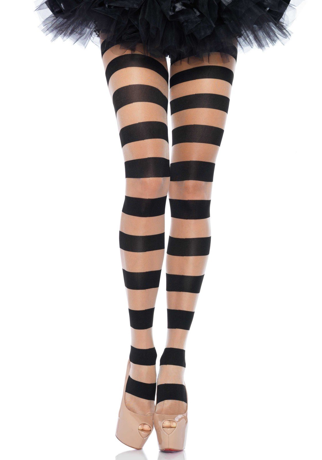 Leg Avenue Striped Pantyhose (Black/Nude)