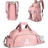 Vogewood Birthday Gifts for Grandkids-Gift for 8 9 10 11 12 13 14 15 16 Year Old Girls, Initial Gym Bags with Shoe Compartment, Dance Bag for Girls, Kid Overnight Bags, Gift Set (Letter A)