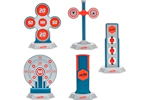 NERF Elite 5-in-1 Target Challenge - Five Unique Targets with Five Stackable Bases Plus Trophy Target Token
