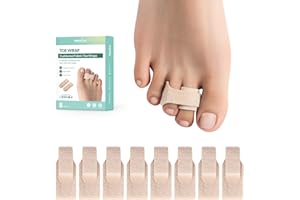 Welnove Hammer Toe Straightener - 8 Pack Broken Toe Wraps - Hammer Toe Corrector for Women - Toe Splints for Crooked Toes, Curled Toes, Bent Toes - (Large, Beige)