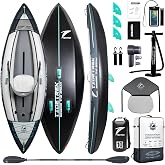 TIDETREK Inflatable Touring Kayak for 1 or 2 People, Lightweight | Waterproof Seat and Full Accessory Kit for Comfortable Paddling on Lakes and Rivers, with Fishing Versatility
