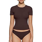 OEAK Womens T-Shirts Short Sleeve Shirts Crew Neck Basic Tees Soft Smoothing Seamless Tshirts Slim Fit Going Out Trendy Tops