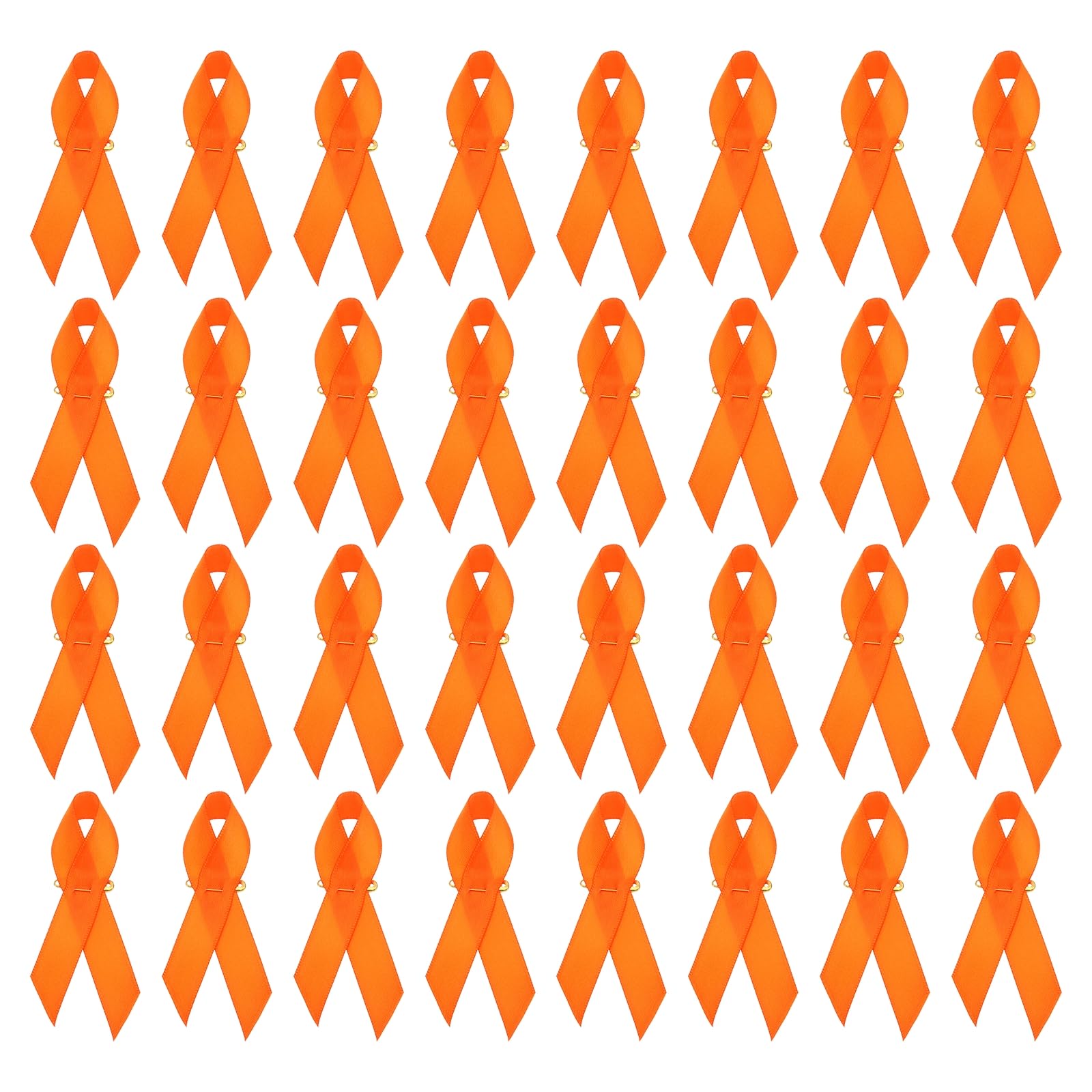 PATIKIL Awareness Satin Ribbon, 200 Pcs Ribbon Satin with Safety Pins for International Day, Orange