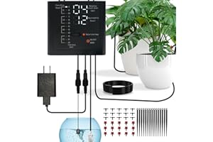 GROWBUDDY Automatic Drip Irrigation System, Plant Self Watering Devices for Vacation,Auto Plant Waterer,Drip Irrigation Timer for Potted Plants Indoor Garden Greenhouse (15 Pots,Adjustable Dripper)