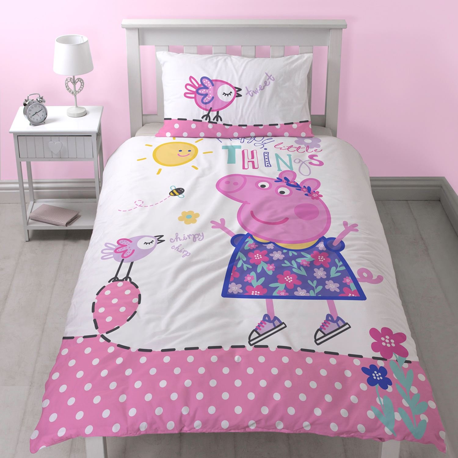 Peppa Pig 'HAPPY' Single Duvet Set - Large Print Design