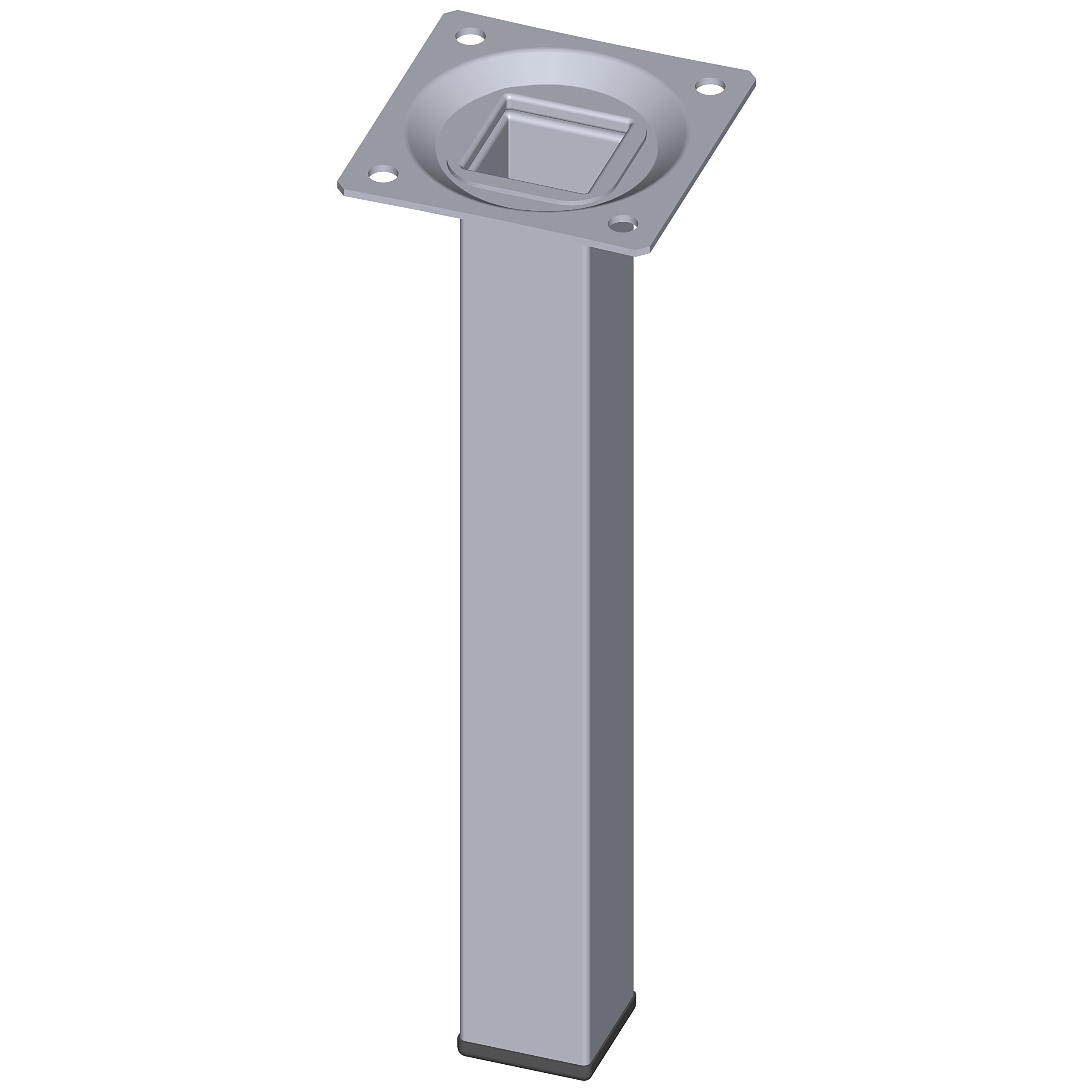 Element System 18133-00355 200 mm Length 25 x 25 mm Diameter Square Steel Pipe Furniture Legs includes Screw-Mounting Plate - Chrome (4-Piece)