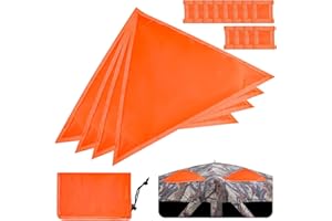 EMSIOK 4PCS Hunting Blind Orange Markers, Blaze Orange Safety Panels Waterproof Magnetic Triangle Hunting Blinds Panel 17.7 Inch Per Side with 12PCS Magnet Buttons and 1PCS Bag for Ground Hunting Blind Tents