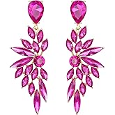 BriLove Women's Wedding Bridal Crystal Teardrop Multi Marquise Cluster Bling Dangle Earrings