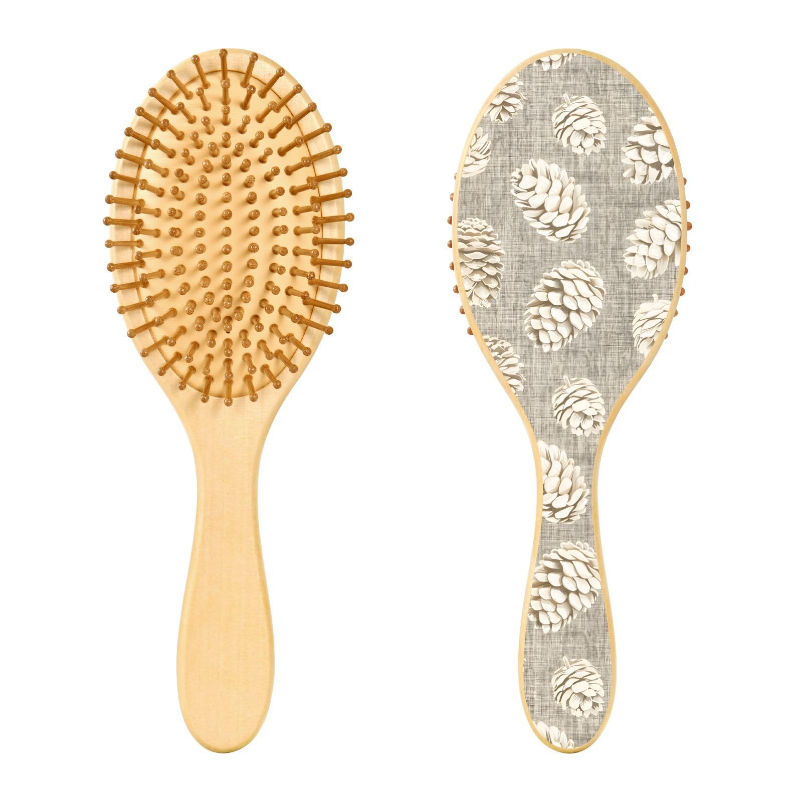 Wooden Hair Brush, Vintage Pinecone Cone Hairbrush for Long Short Curly Thick Thin Hair,Women Men Boys Girls Hair Brush