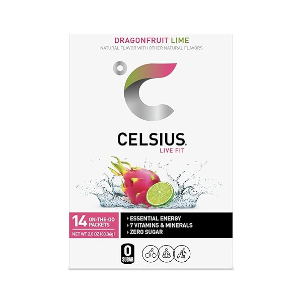 CELSIUS® ON-THE-GO POWDER STICKS DRAGONFRUIT LIME, ESSENTIAL ENERGY 2.8 OZ