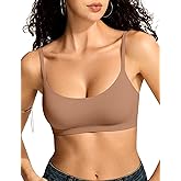 Vertvie Womens Wireless Bralettes Cami Bras Unlined Seamless No Underwire No Padding Scoop Neck Comfort T Shirt & Sports Bra