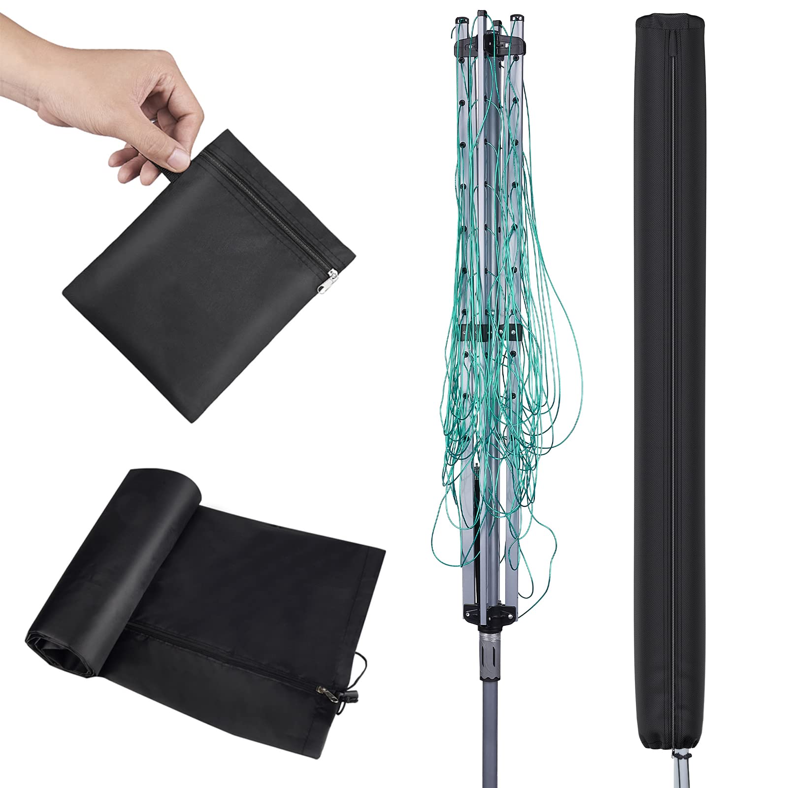 BROSYDA Rotary Drying Rack cover 165cm, Clothes Rotary Dryer Cover 420D Waterproof Fabric Internal Silver Coating, Anti-UV Protective Cover for Rotary Washing Line, Small Parasol Cover