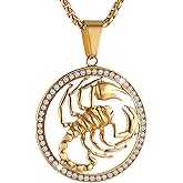 AsAlways 18K Gold Plated Animal Scorpion Scorpio Pendant Iced Out Bling Cubic Zirconia Hip Hop Novelty Punk Necklace Jewelry with Gift Packaging