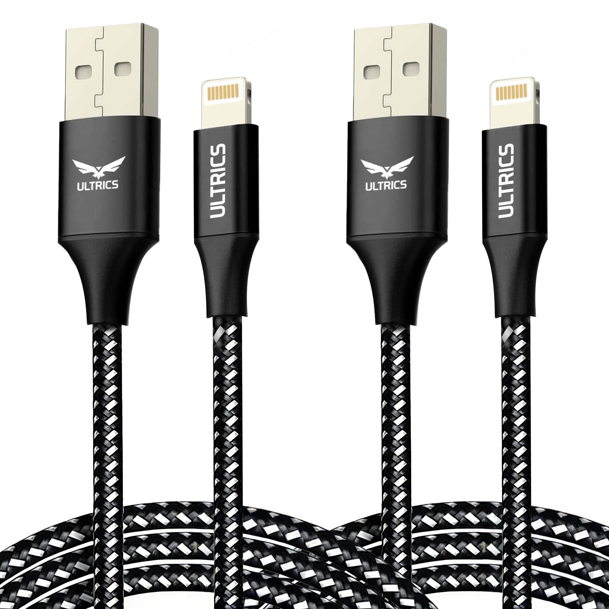 ULTRICS iPhone Charger Cable 2M, 2 Pack Apple MFi Certified Lightning Cable Fast Charging iPhone Charger Nylon USB Charging Cable Lead for iPhone 14 13 12 11 Pro Max XS XR X 8 7 6 Plus 5 SE,iPad